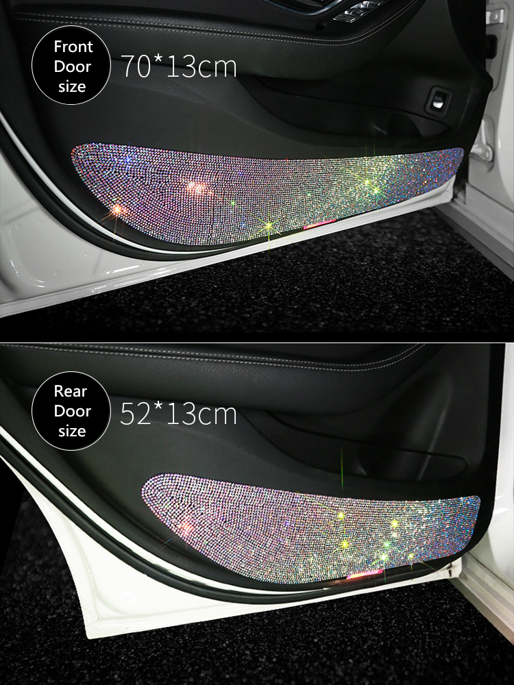 Bling Rhinestone Door Protective 3M Dia Stickers and Decals Body Anti-kick Scratch-resistant Car Interior Accessories