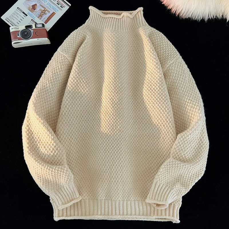 Elastic knit unisex ultra-thin navy blue collar casual shirt sweater autumn winter mens basic fashion sportswear long sleeved Pullover W2411111