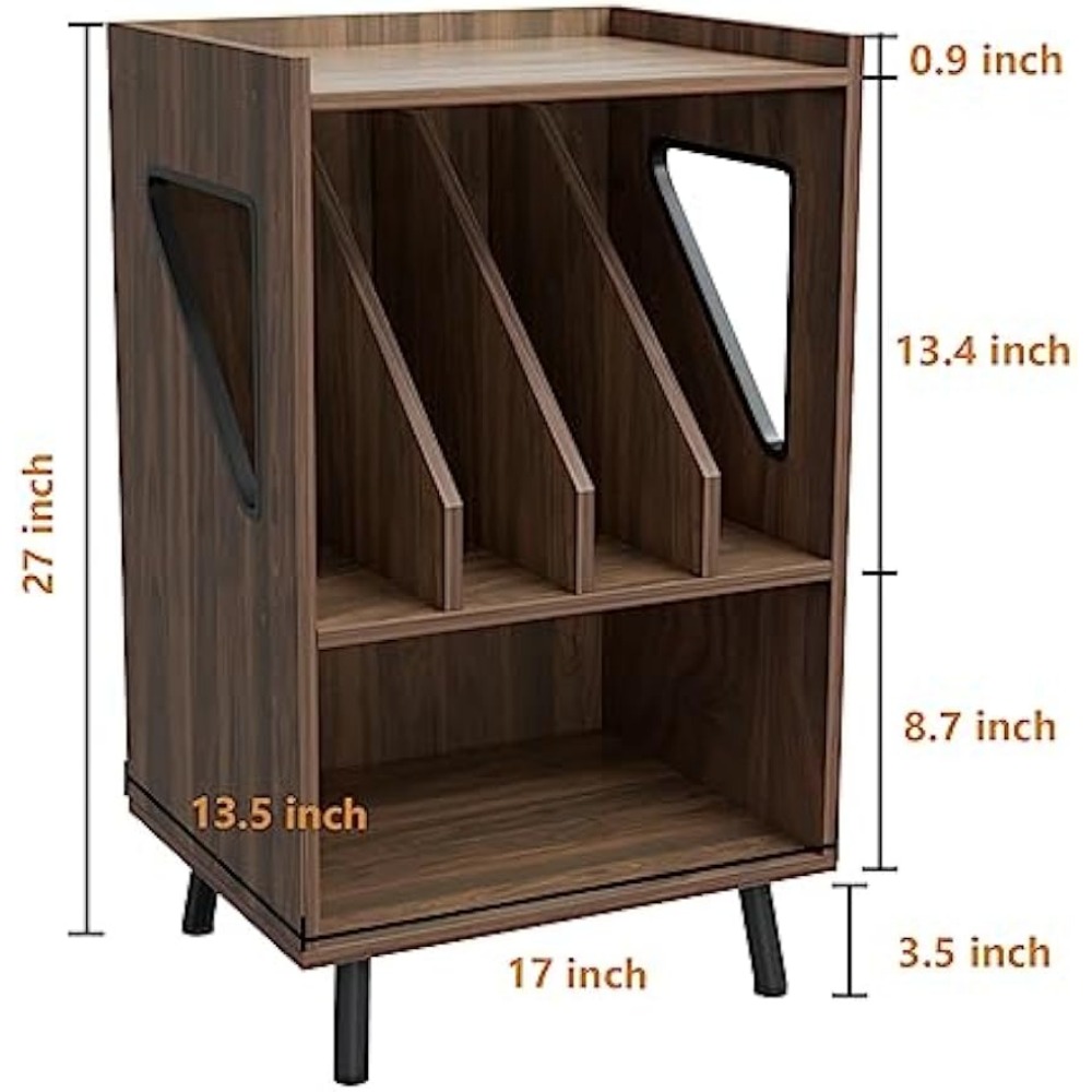 JACENHONE Side Table Beside Desk File Rack End Table Record Shelf Farmhouse Magazine Bookshelf for Living Room Bedroom Office