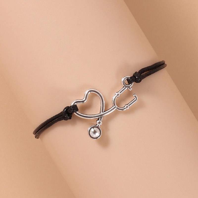 PC New Card Bracelet Simple Creative Stethoscope Wax Hand woven Adjustable Bracelets For Women And Men 5