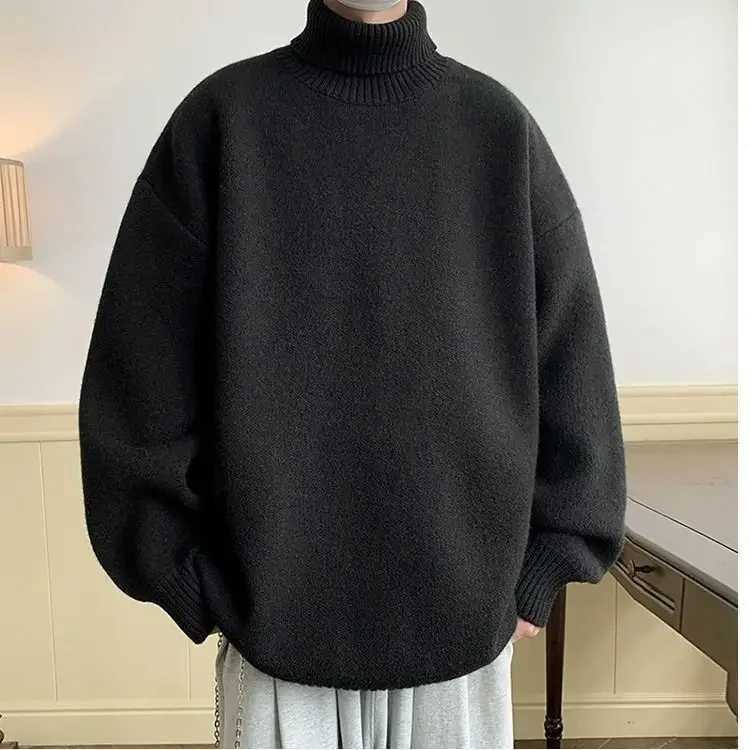 Knitted mens sweater turtle neck loose casual autumn latte Christmas sweater W2411111