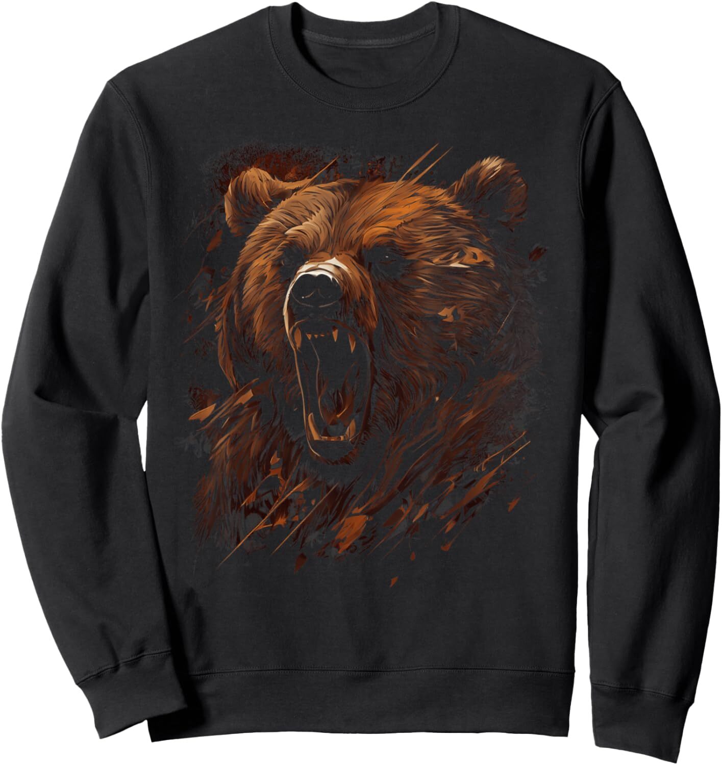 Long Sleeve Shirts for Men sweatshirt Grizzly Bear Growl Animal Graphic for Men Women Boys Girls Sweatshirt T shirt Tee Streetwear Casual tops clothes
