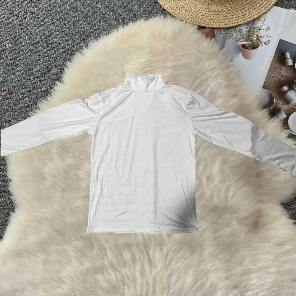 Long sleeved turtle neck mens zipper top soft solid color elastic knit autumn mens clothing W2411111