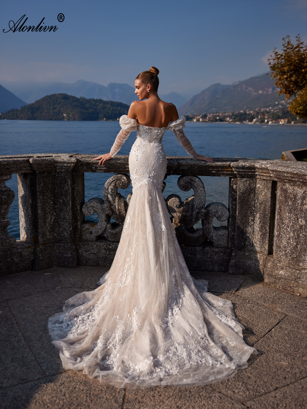 Beauty Beading 3D Appliques Lace Sweetheart Mermaid Wedding Dresses With Detachable Full Sleeves Trumpet Bridal Gowns 2024