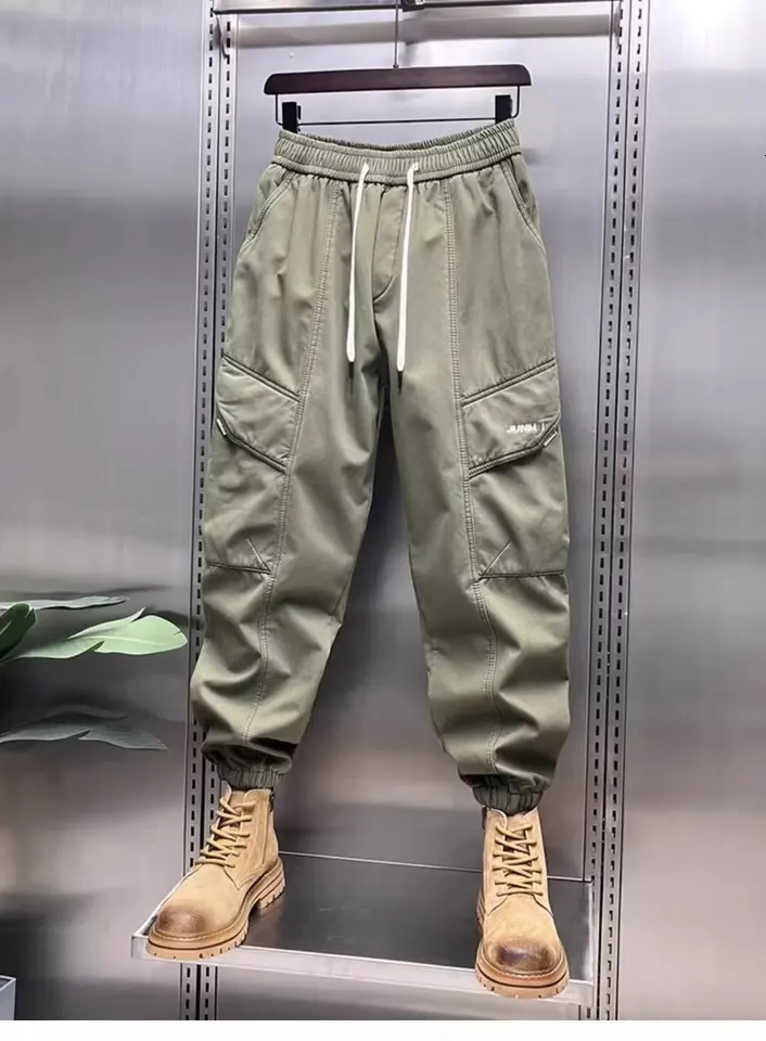 autumn and winter cargo pants mens trend handsome retro loose bunched feet leisure outdoor sports 241112