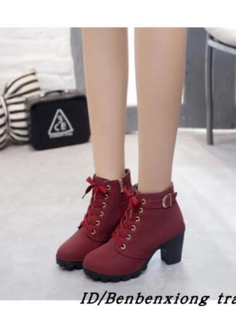 2024 Spring/Winter Womens Pump Boots High Quality Lace European Womens Shoes PU High Heels Quick Delivery 241111