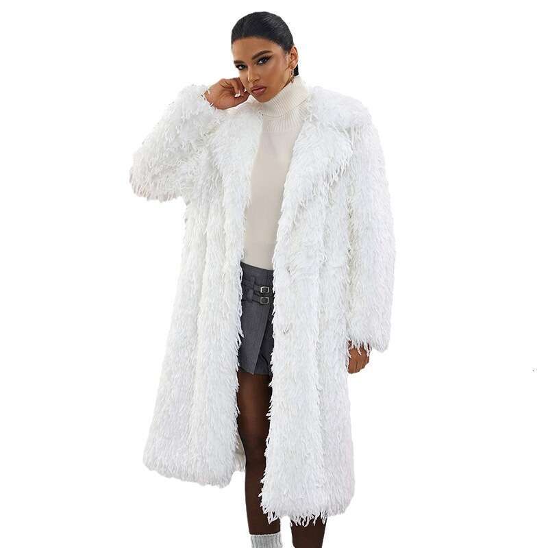 shanshi fur coat women White imitation ostrich grass long fur coat fashionable and trendy women's coat