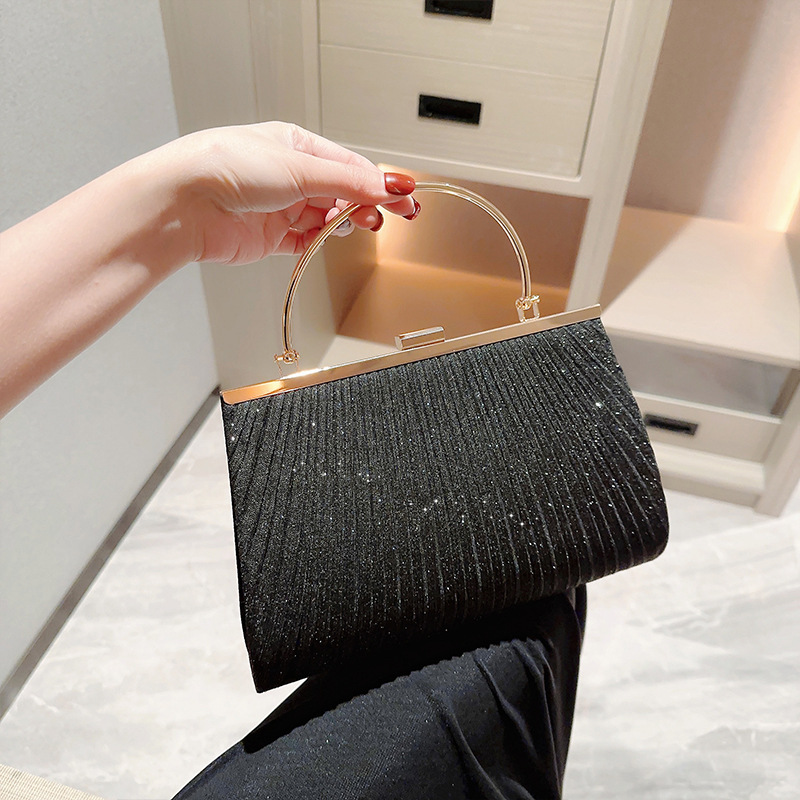 2023 Fashion Women Evening Bag Elegant Glitter Pleated Ladies Clutch Party Wedding Shoulder Crossbody Bags Banquet Handbag