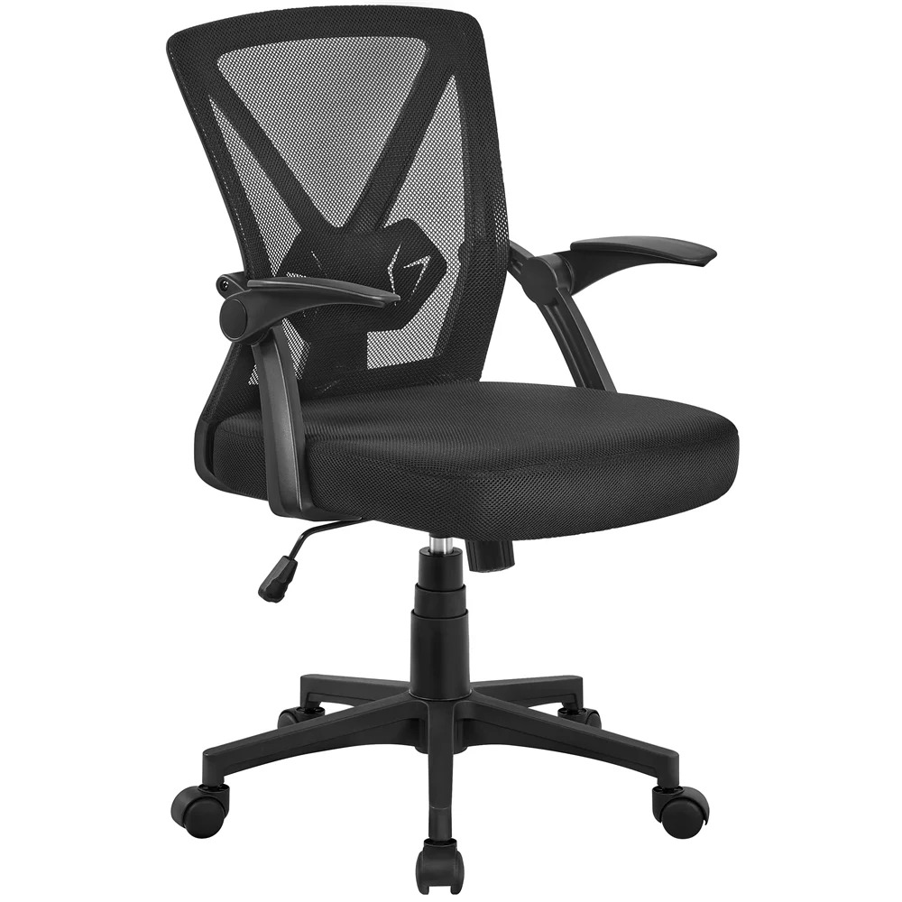 Black Desk Chair Adjustable Ergonomic Mesh Office Chair With 90° Flip-up Armrests for Home Office Computer Armchair Gaming Gamer