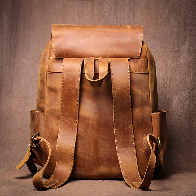 LUOKIR High Quality Genuine Leather Backpack Vintage Crazy Horse Cowhide Travel Bags Computer Knapsack For 15 Inch Laptop 8fa6c