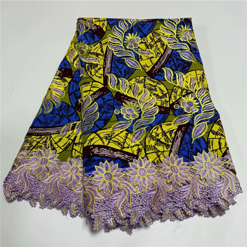 Wholesale Prices 2024 New Hot Sell African Wax Lace Fabric High Quality Wax Lace Craft DIY Textile Materia for Hand sewing 1992
