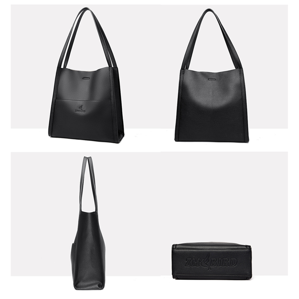 Bolso de mano de PU con cremallera para mujer, bolso informal, bolso de hombro de cuero Simple, bolso versátil, bolso de compras