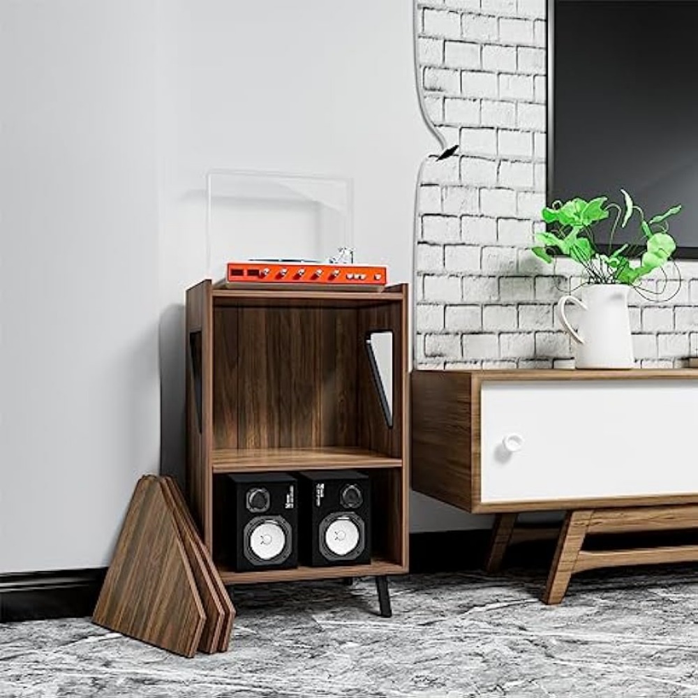 JACENHONE Side Table Beside Desk File Rack End Table Record Shelf Farmhouse Magazine Bookshelf for Living Room Bedroom Office