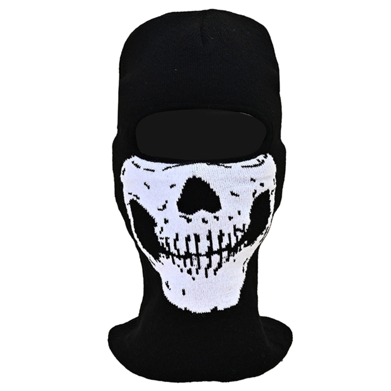 Halloween Balaclava Knit Beanie Hat Neck Warmer Party Holiday Skull Pattern R7RF
