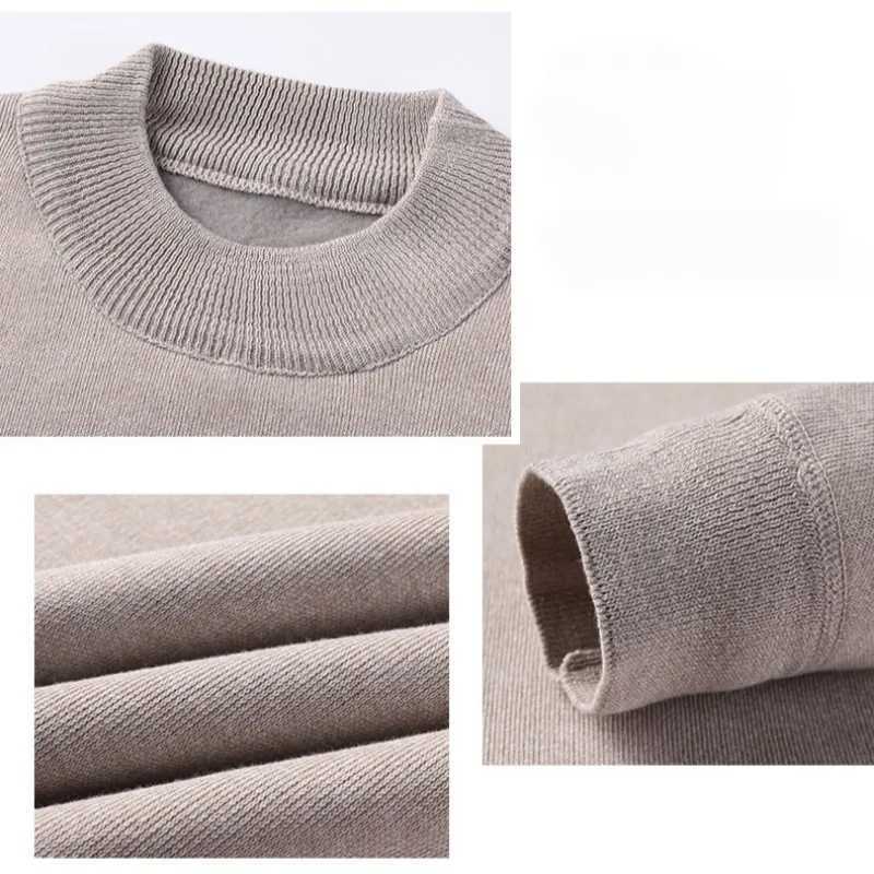 Autumn/Winter Cashmere Sweater Mens Solid Color Pullover Mens Half Collar Knitted Sweater Wool Warm Mens Clothing W2411111