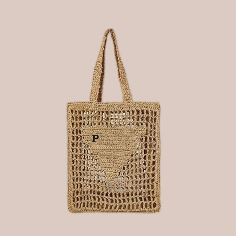 Retro the tote bag travel shopping versatile designer bags womens straw vacation Tasche classic style shoulder bag mesh hollow woven purple te025