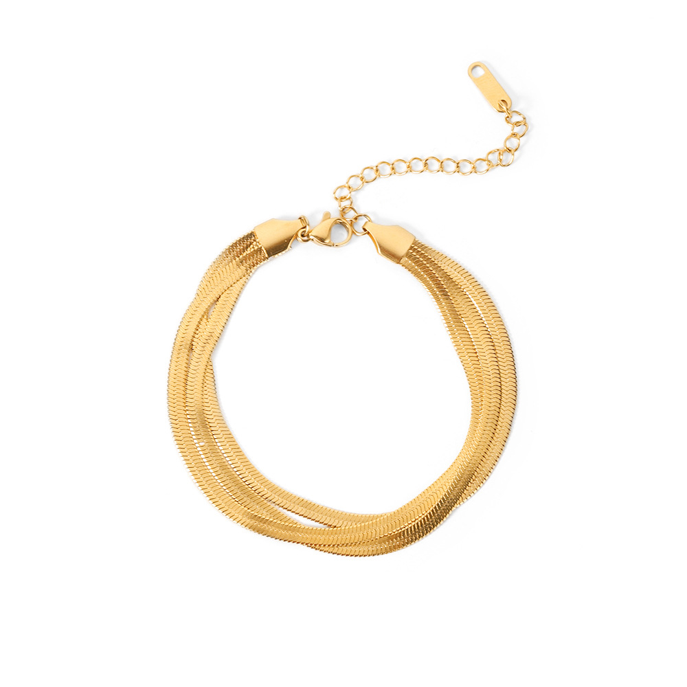 INS Retro Hand Designer Chain for Women Three Layer Titanium Steel 18K Gold Snake Bone Bracelet Free Shipping