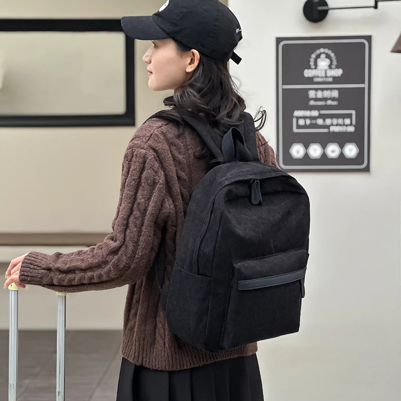 Stripe Simiple Corduroy Womens Backpack Teenage Harajuku Womens College Bag Student Womens Bag 241111
