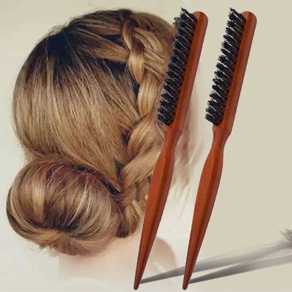 Solid wood hair three row hair comb fluffy pig mane styling comb hair clip tail comb three row hair comb W241112