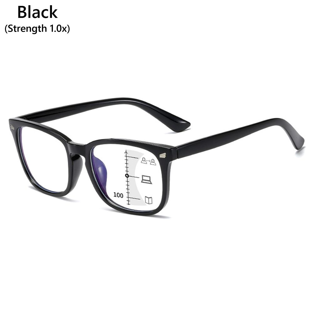 Square Progressive Multifocus Reading Glasses Anti Blue Light Presbyopic Glasses Spring Hinge Readers Far and Near Dual-use