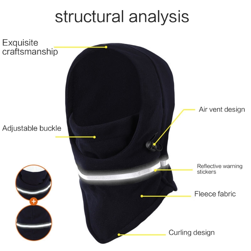 Reflective Balaclava Cap for Women Men Outdoor Sport Winter Cycling Hat with Neck Cover Universal Windproof Headdress