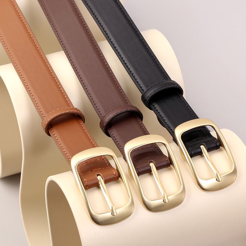 Famicare Soft Cowhide Ladies Real Genuine Leather Cowskin Pin Belt Waistband for Girls Women Metal Buckle Fashionable 81af1