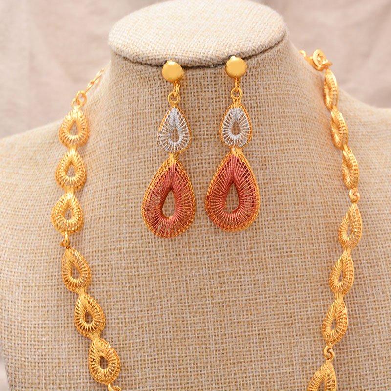 Gold Color Jewelry Set For Women Bride Dubai Africa Punk Wholesale Jewelry Set dad86