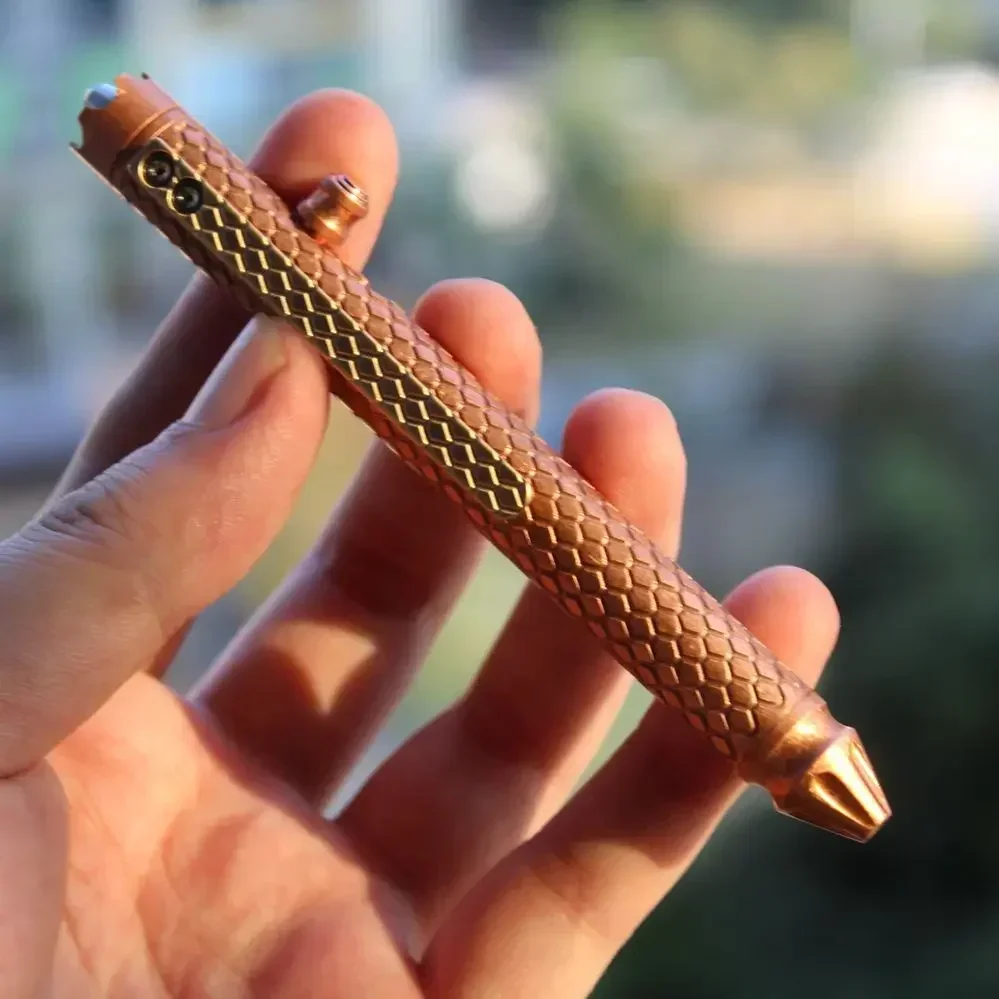 EDC Brass and Red Copper Titanium Alloy Clips Signature Pen Writing Portable Outdoor Tools Pen