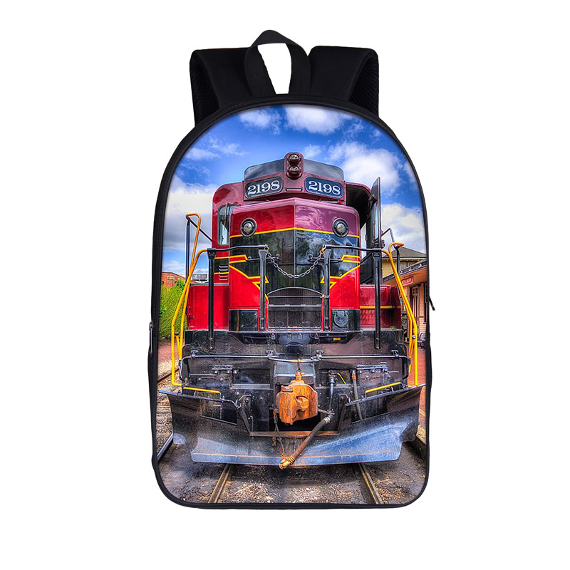Old-fashioned Steam Train / Locomotive Pattern Backpack for Teenager School Bags Women Travel Student Book Bags Gift 16 Inches 8f33f