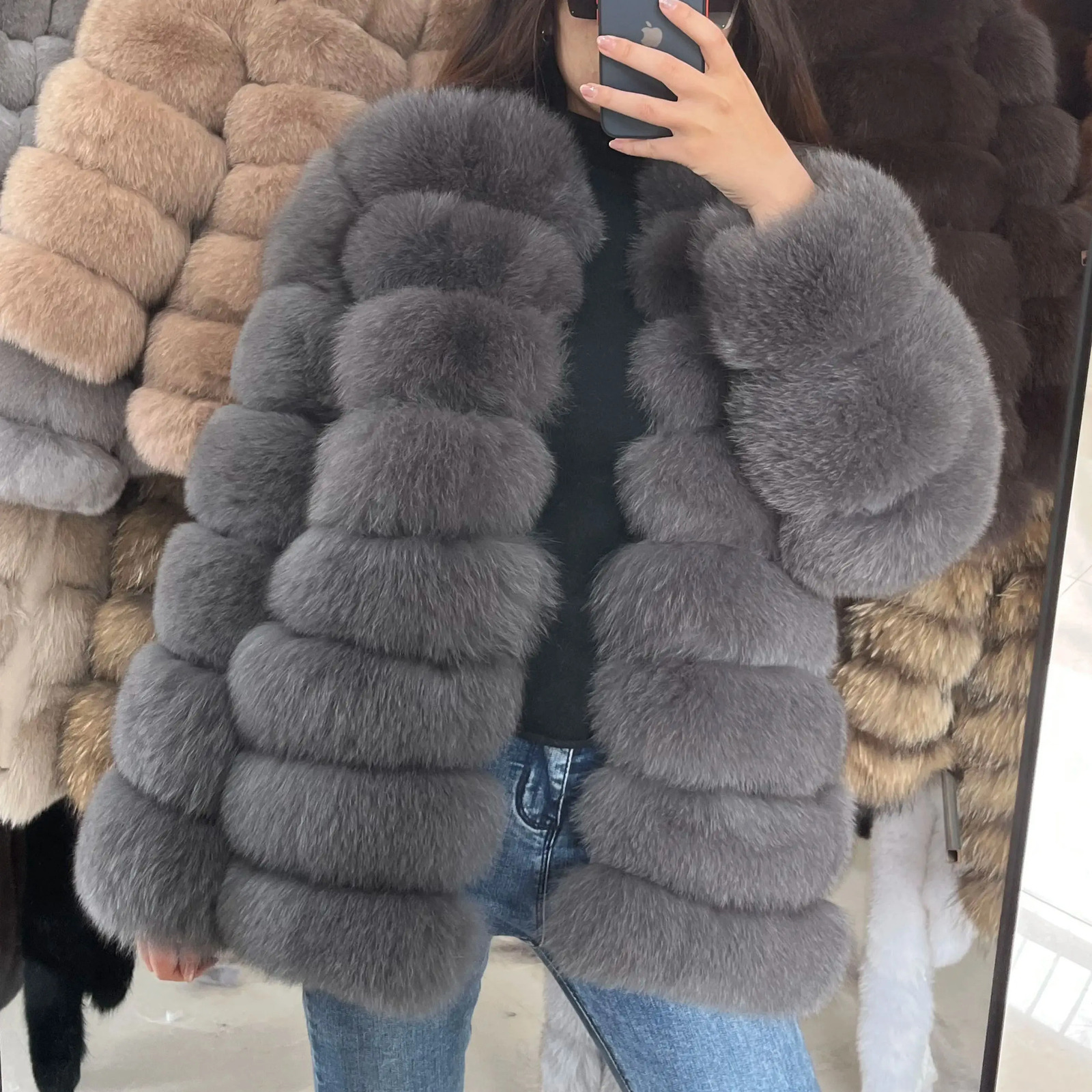Natural Real Fur Coat For Womens Warm Winter Vest Furry Clothe Outerwear large size 2024Girls Jacket 241112
