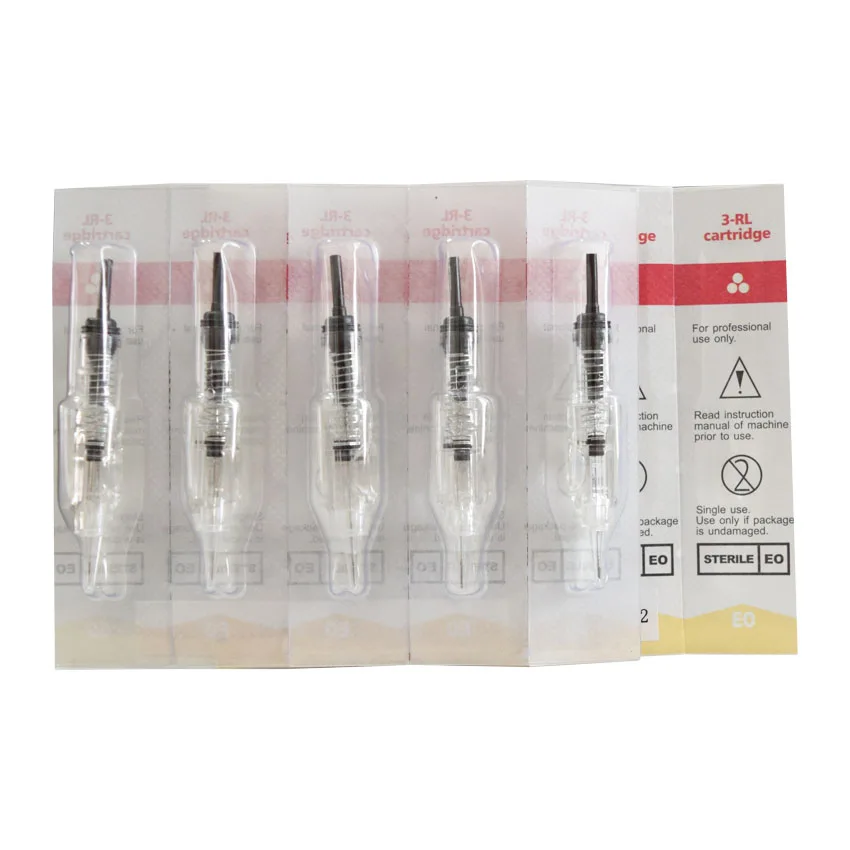 100pcs Permanent Makeup Cartridge Needles 1RL Disposable Sterilized Tattoo Needle Easy Click for Eyebrow Lips Tattoo Supplies