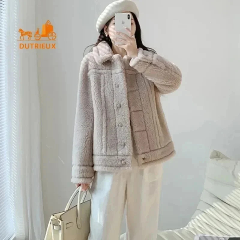 2025 High Quality Teddy Womens Coat 62% Alpaca 24% Wool 12% Silk Winter Bicycle Thick Warm Jacket Fur 241112