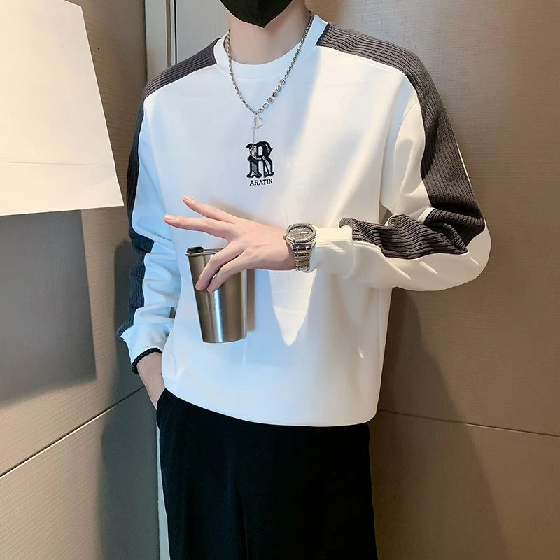 Top white mens rock mens sweater long sleeved funny Y2k Xl original fashion trend Xxl 241112