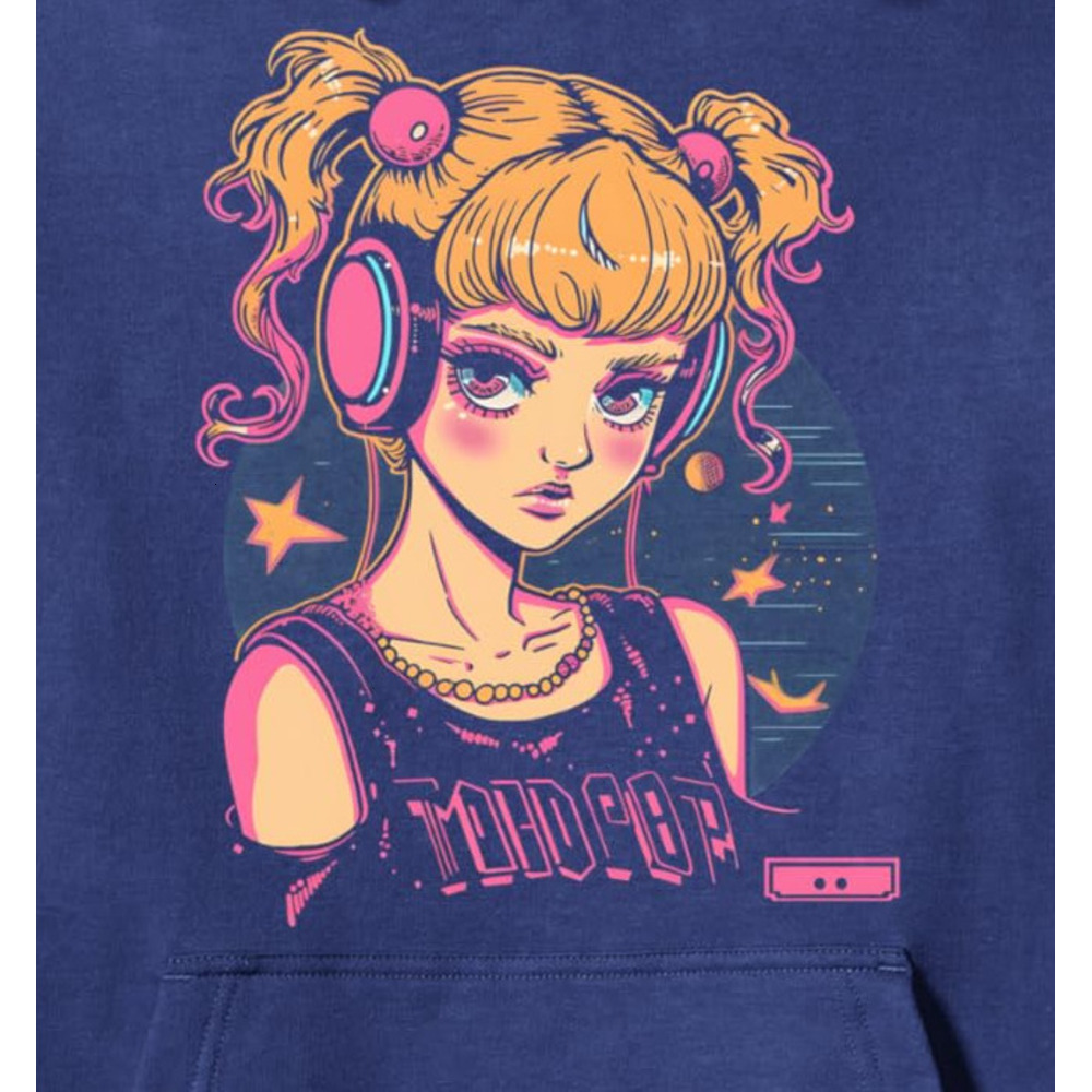 Hoodie for Mens Womens Music Headphones Girl Retro Style Graphic Tees Pullover Hoodie Graphic Hoodies sweatshirt