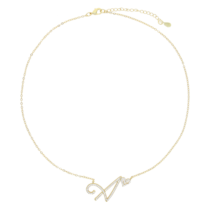 2024 New Initial Cursive Letters with Heart Pendant Necklaces Iced Out Initial Necklace Bling Cz Paved Fashion Jewelry Collier