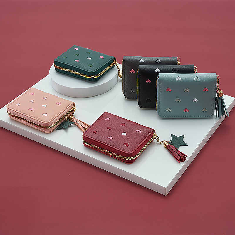 Women Wallet Ladies Mini Small Short Tassel Wallet Cute Girl Zipper Pu Leather Coin Purse Female Hand Wallet Purse