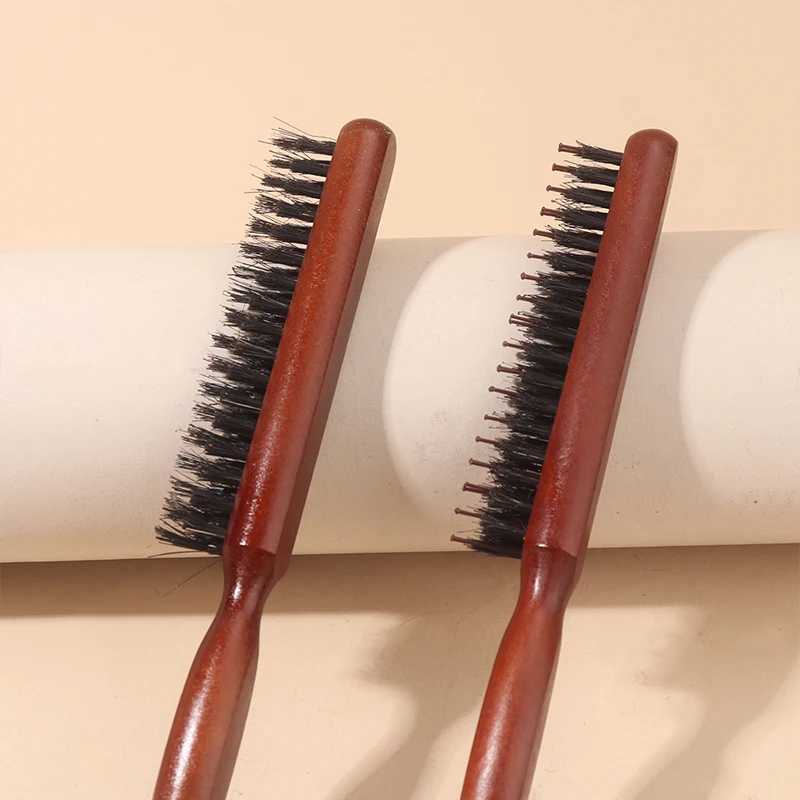 PC Professional Salon Teasing Hair Brush Pig Mane Wooden Comb Fine Line Comb Hair Brush Extended Hairstyling Tool W241112