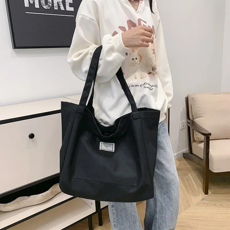 Autumn Womens Bag Korean Ins Large Capacity Handbag Canvas Communicating Simple Literary Shoulder Back 241111