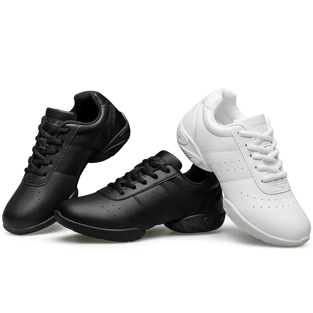 BAXINIER Girls White Dance Shoes Jazz Sneakers Youth Cheerleading Shoes Sports Training Tennis Childrens Athletic Aerobic Shoes 241111