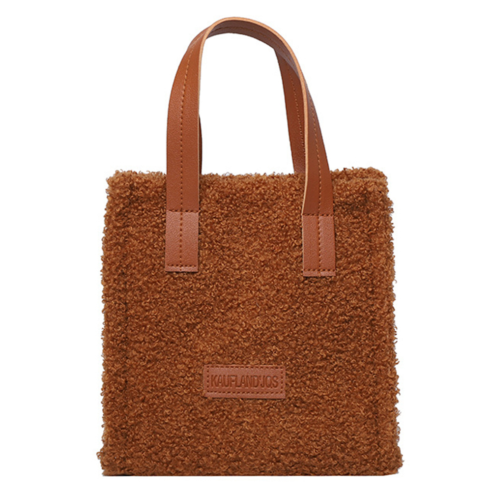 Lamb Wool Autumn Messenger Bag Detachable and Adjustable Strap Women Clash of Colours Satchel Bag for Travel Shopping Daily Use