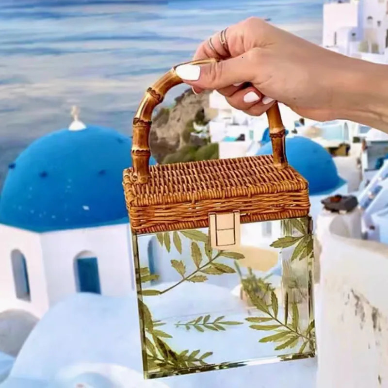 selling acrylic box wholesale PVC waterproof handbag fashionable transparent small square bag shape with hand gift box 241112