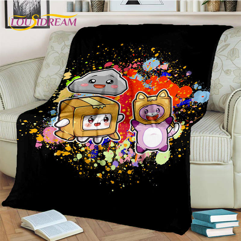 Cute Happy Lankybox Foxy Boxy and Rocky Blanket,Soft Throw Blanket for Home Bedroom Bed Sofa Picnic Travel Office Blanket Kids