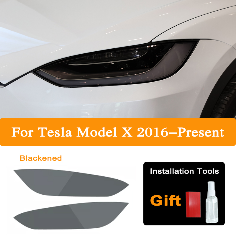 Pair For Tesla Model 3 X Y S Car TPU Front Headlights Tint Black Protective Film Transparent Sticker Repair Pre-cut Accessories