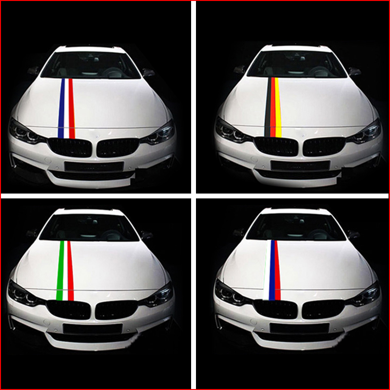 Car-styling 3 Meters PVC Russia German France Italy Belgium National Flag Three-color Stripe Decal Bumper Stickers Accessories