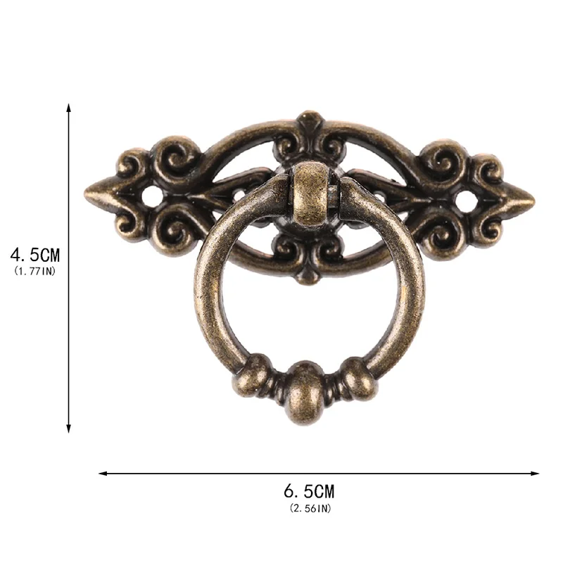Retro Zinc Alloy Kitchen Drawer Cabinet Door Handle Furniture Knobs Hardware Cupboard Antique Pull Handles Bronze Tone + Screw