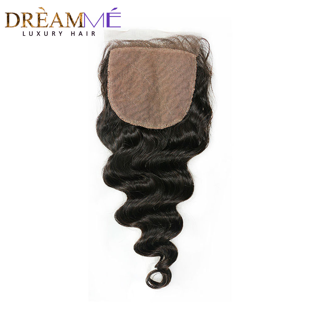 Loose Wave Bundles With Silk base Closure Brazilian Human Hair Bundles With 4x4 Lace Closure 3/4 Bundles Natural Hair Extensions 10c25