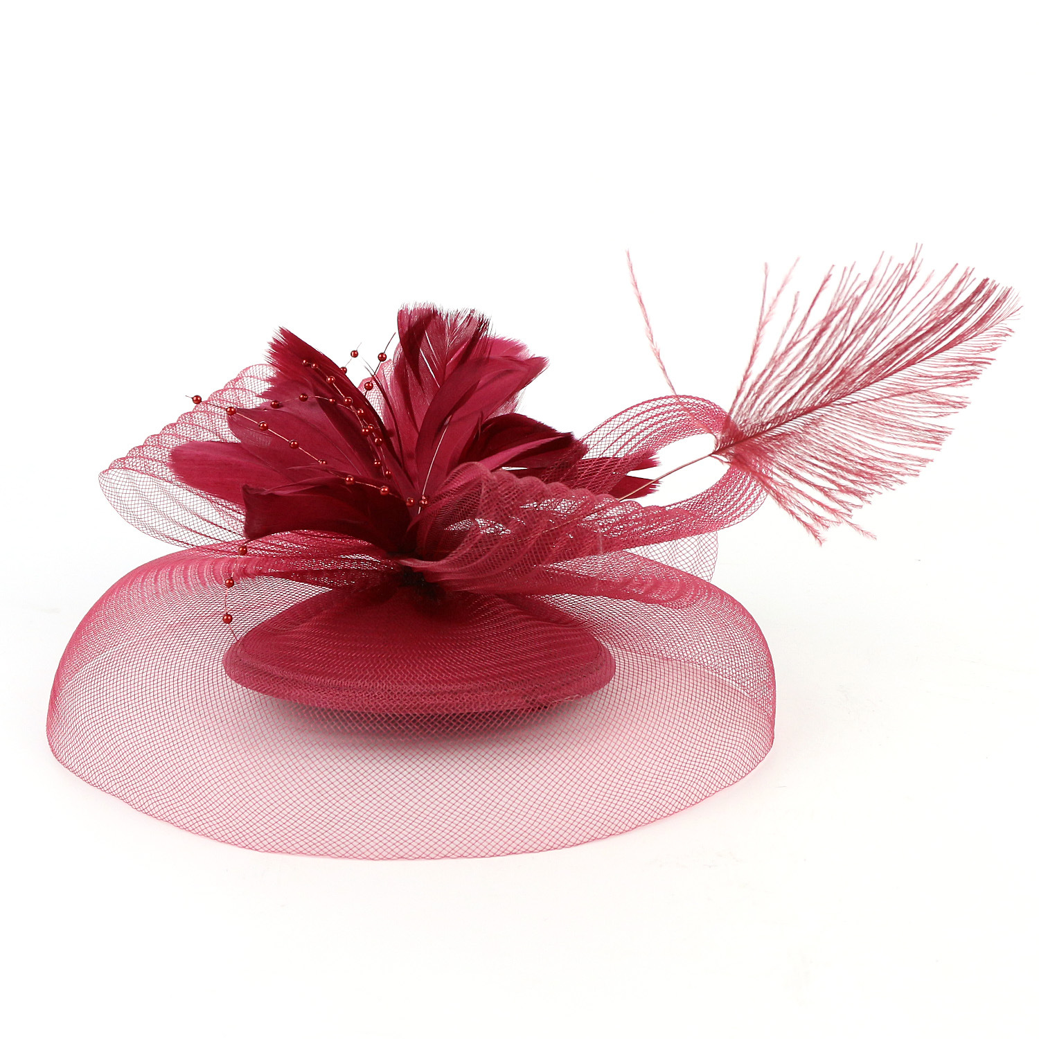 Women Ascot Fascinator Hat Feather Flower Mesh Hair Clip Kentucky Derby Photography Headwear tail Tea Party Accessor 5