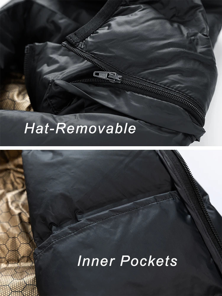 Winter Puffer Jacket Men Business Casual Hooded Windbreaker White Duck Down Padded Lightweight Warm Down Jackets Plus Size 8XL 241111