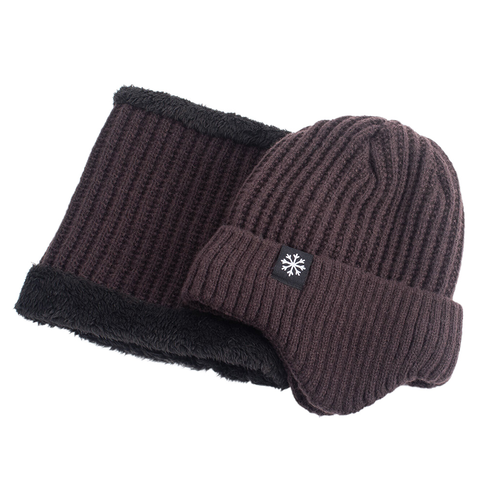 Men Winter Beanie Neck Warmer Set Plush Lined Hats Scarf Knit Snowflake Skullies Earflap Cap for Women Outdoor 4f2cd 5 7c698