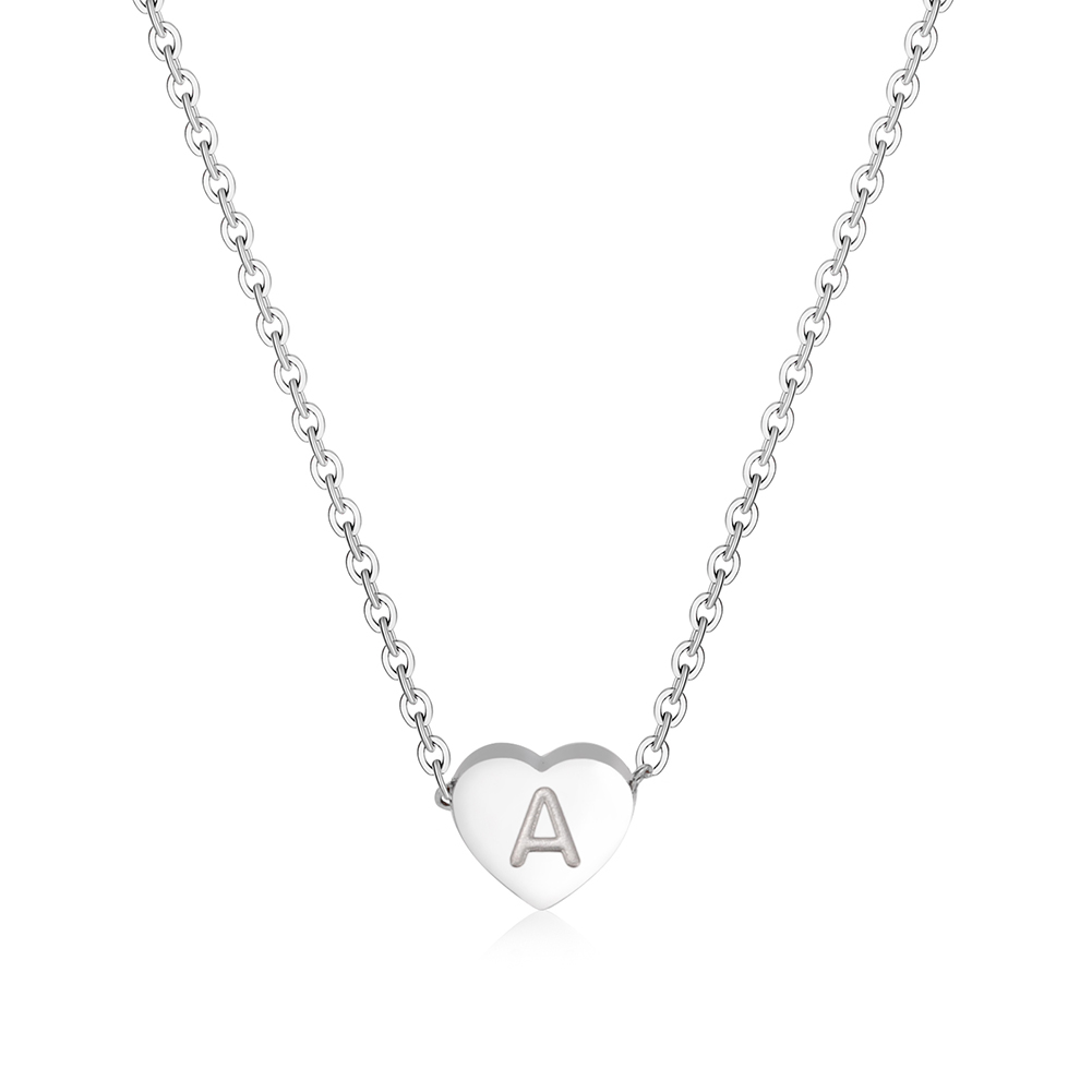Amaxer Heart-shaped Alphabet Necklace A To Z 26 Letters Initial Necklaces For Women Pendant Gifts Jewelry f733d